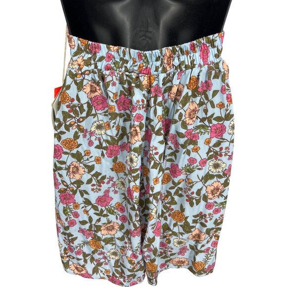 Magii Romper Women Size Medium Blue Pink Floral Halter Pockets Rayon Stretch New - Picture 6 of 10